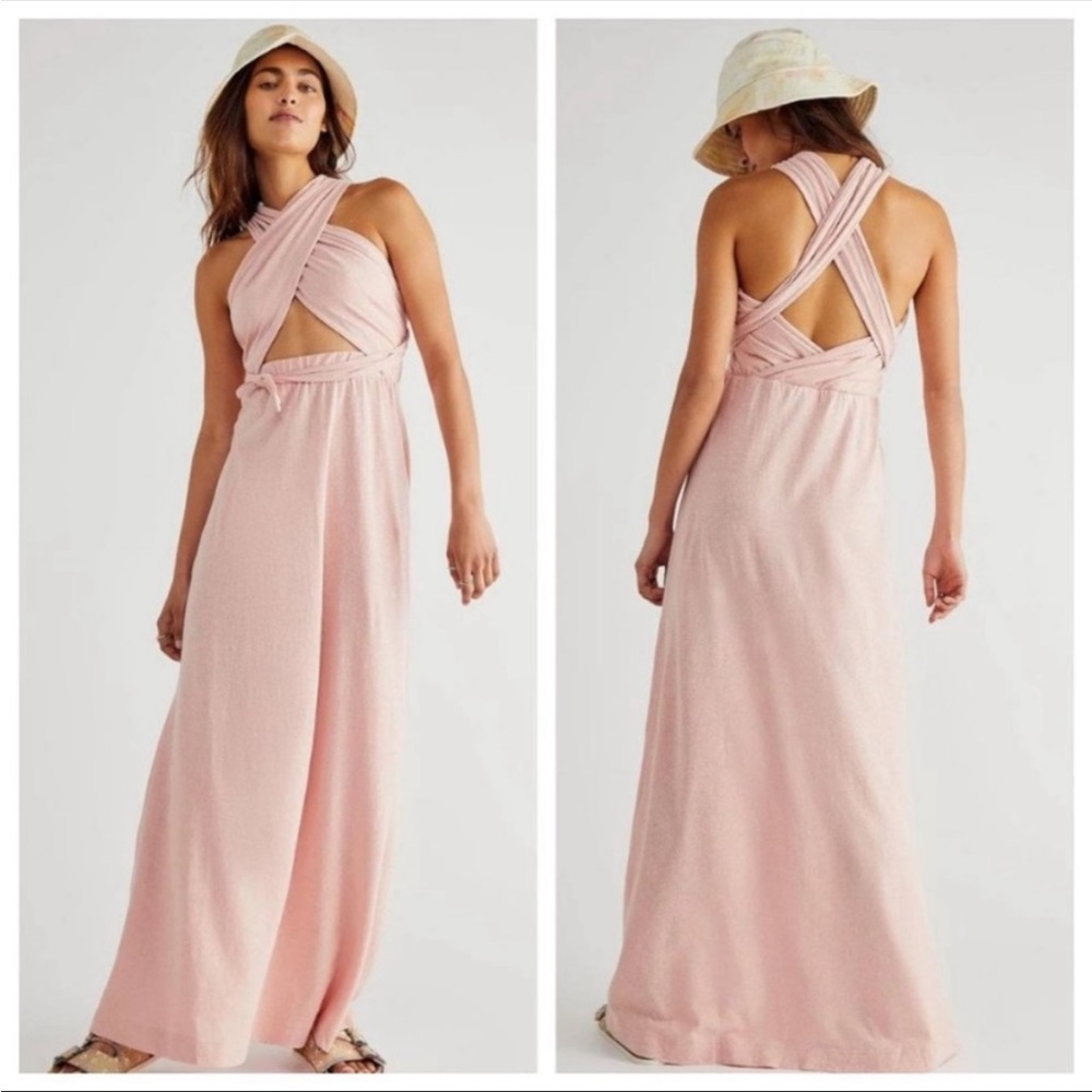 Free People Beach Limitless Convertible Halter Maxi Dress Skirt L